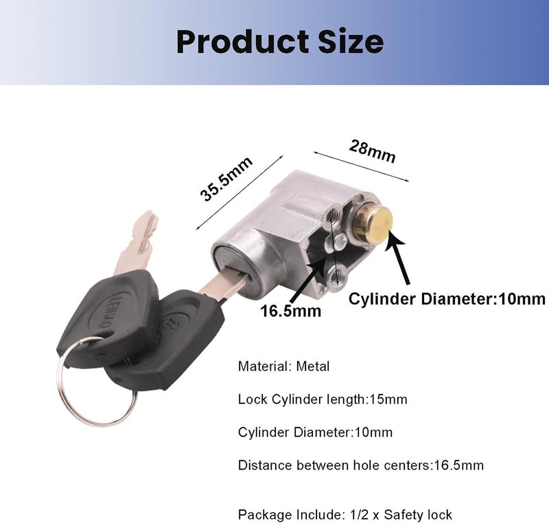 Ragyzity Electric Bike Battery Box Safety Lock, Battery Cylinder Lock Ignition Switch Anti-Theft Safety Lock, Portable Outdoor Cycling Electrombile Battery Box Lock with 2 Keys (1pc) - Image 4